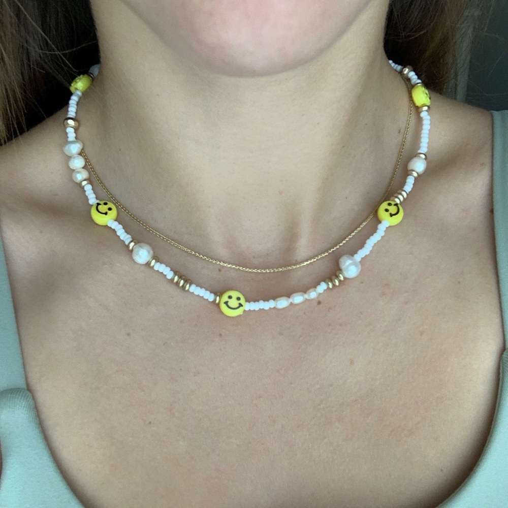 Beaded smiley face necklace